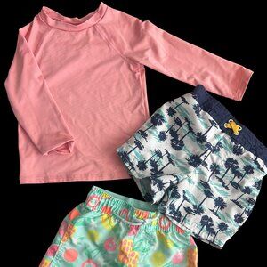 Boys 2T Swim Bundle:  2 Trunks & Rash Guard (3 items total)